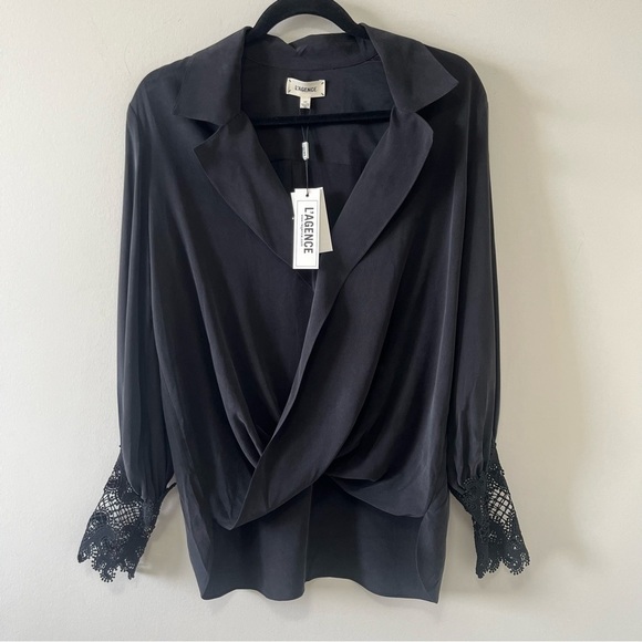 L'AGENCE Joah Wrap-Front 100% Silk Blouse Size S - Picture 5 of 13